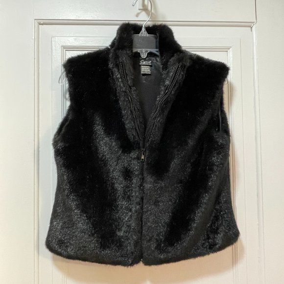 New Cejon Vest Small Black Full Zip Faux Fur Vest - Picture 2 of 6